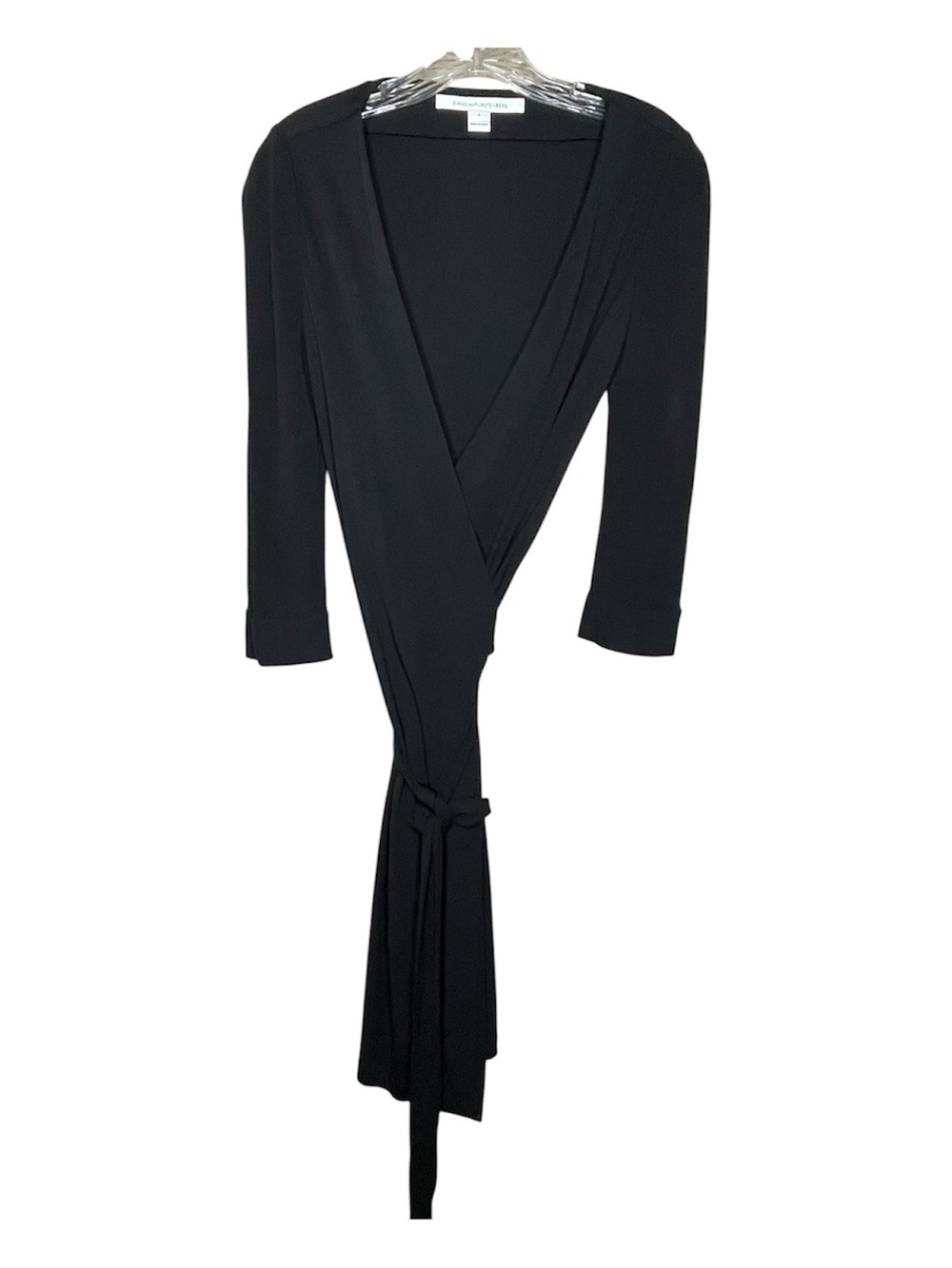 Diane Von Furstenberg Julian Two Black Wrap Dress with Tie Waist Sz 6 - Picture 2 of 7